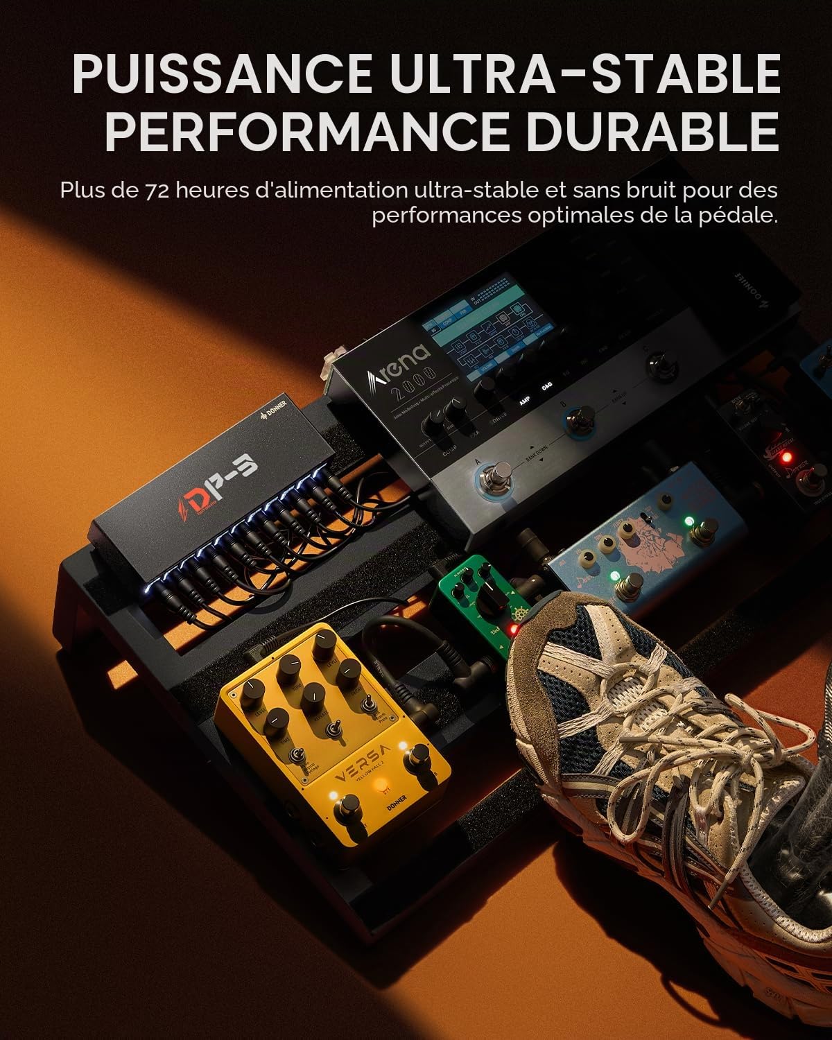 Donner DP-3 Alimentation pour pédales d’effet guitare avec 10 sorties DC isolées pour pédales 9V/12V/18V (100mA/300mA/500mA)