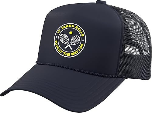 Miniatura 14 de Tennis - It Takes Balls to Play The Way I Do Trucker Hat with Adjustable Mesh Back Black,Black/White,Camo Green,Kelly Green/White,Khaki,Light
