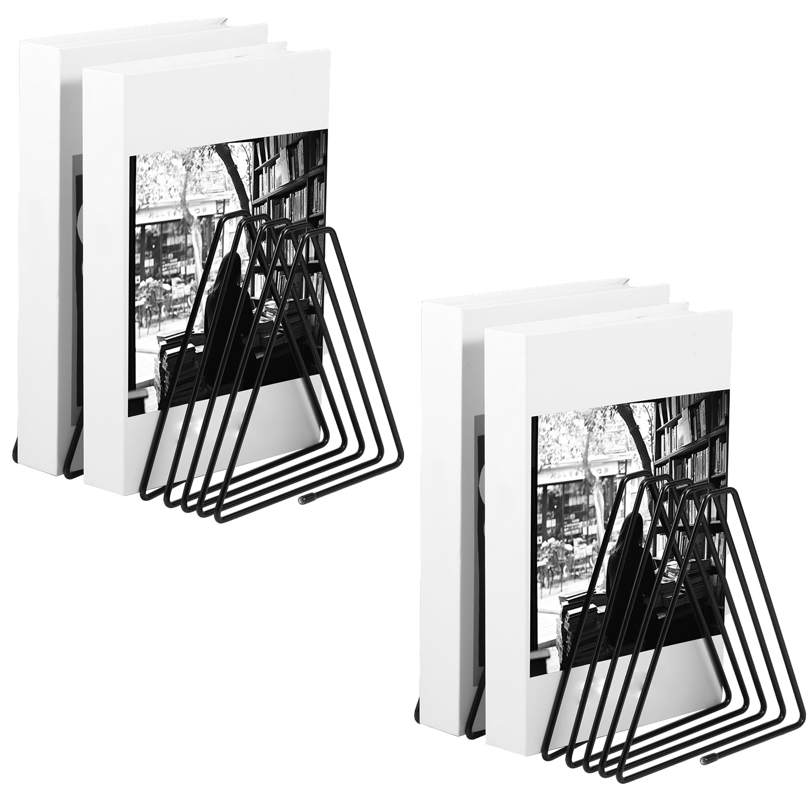 Wameitf 2Pcs Metal Desktop Magazine Organizer, Vinyl Record Rack Freestanding 7 Slots Nonslip Feet Stretchable Triangle Magazine Holder For Office Home School Hotel Bookstore