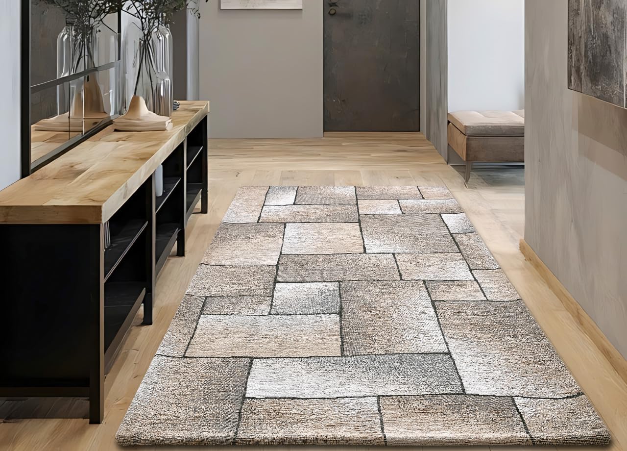 BIANCHERIAWEB Tetrix By Suardi Tapis de salon en velours antidérapant 175 x 240 cm taupe