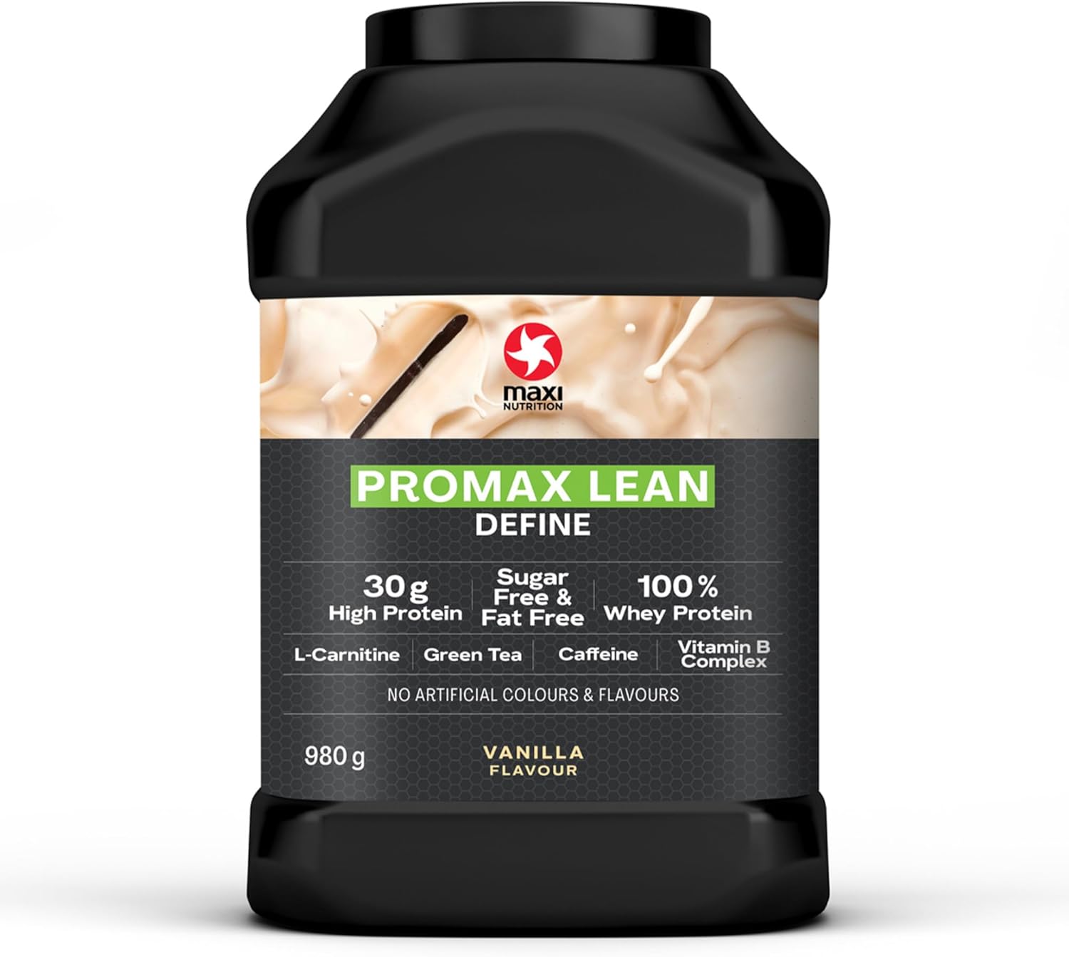 Promax Lean, Vanille – Wei-eiwitpoeder voor gewichtsverlies en magere spierontwikkeling – suiker- en vetvrij, vegetarisch-vriendelijk, 30 g eiwit, 128 kcal per portie, 980 g