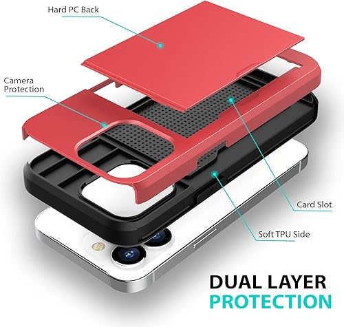 Miniatura 3 de ZUSLAB Funda con ranura para tarjetero compatible con Apple iPhone 15 de 6.1 pulgadas 2023, funda tipo cartera para teléfono con 1 protector de