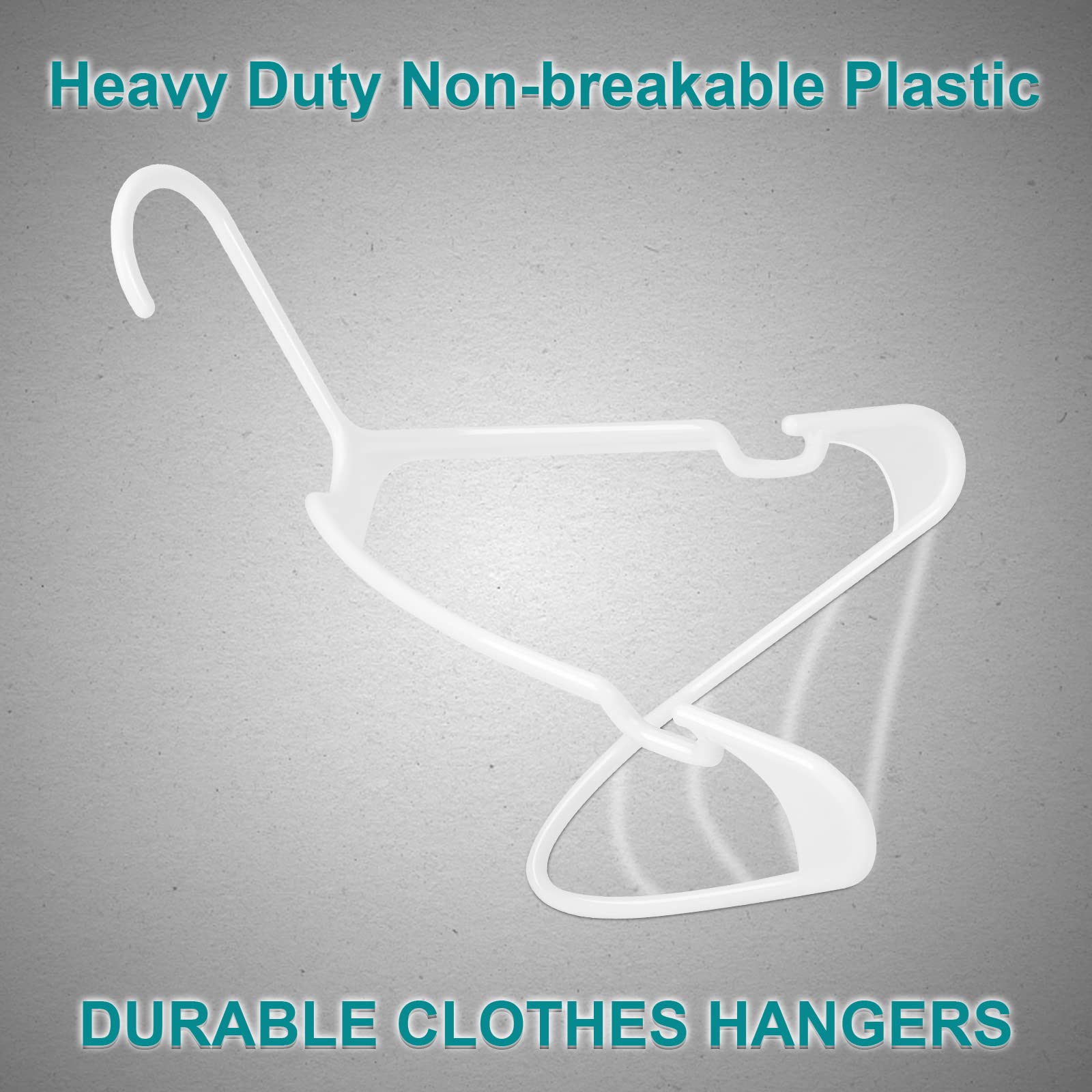 Kunststoff-Kleiderbügel, robust, langlebig, Kleiderbügel, leicht, platzsparend, hält bis zu 2,7 kg für Mäntel, Hosen, Kleider, etc. (Weiß, 20)