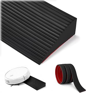 Türschwellenrampe Selbstklebende 90x8x3cm, für Saugroboter | Türschwellen Silikon, Schwellenrampe Selbstklebend für Rollstuhl, Rollator, Kinderwagen und E-Scooter (Schwarz)