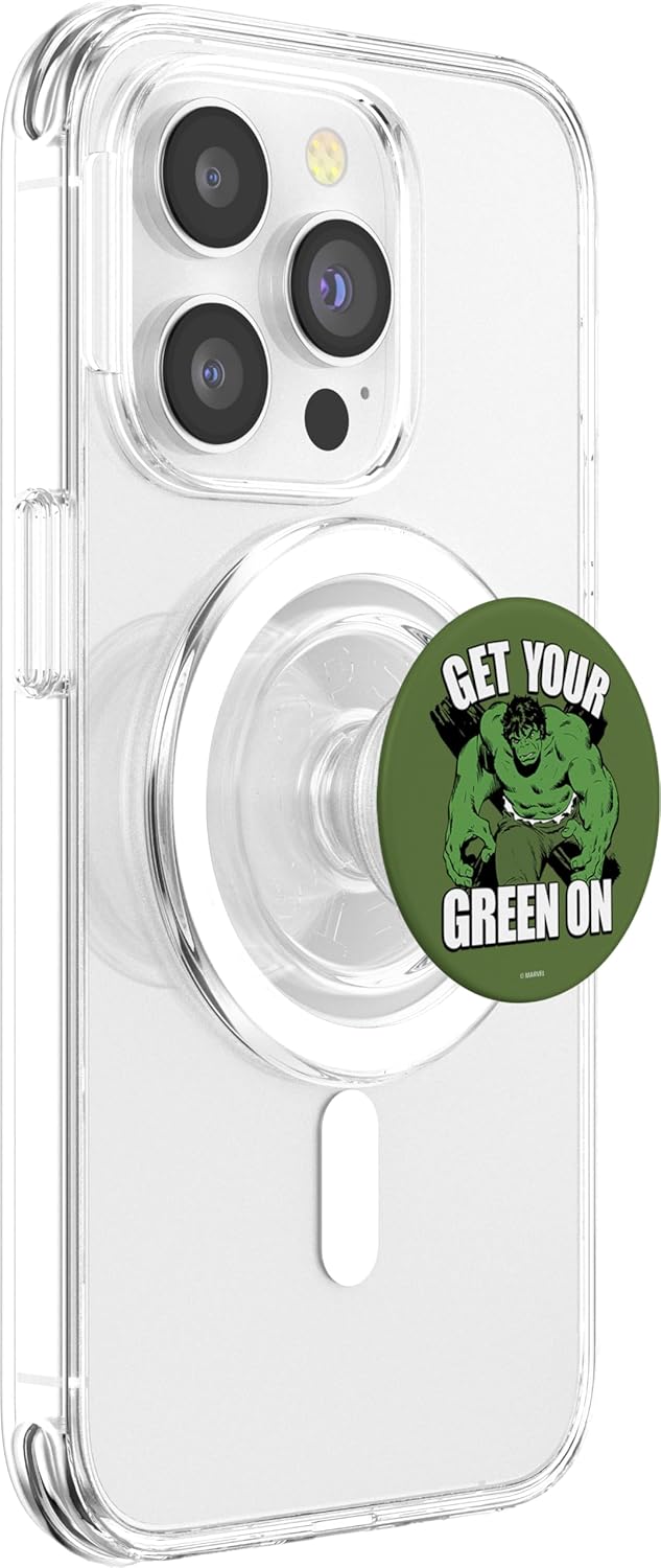 Marvel Hulk Get Your Green On Old School PopSockets MagSafe PopGrip for iPhone