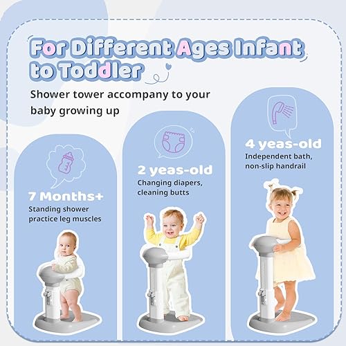 Miniatura 6 de COOSEYA Baño para bebé con soporte de ducha  Soporte antipellizcos para Bañera de Bebé Torre de ducha ajustable y antideslizante para niños pequeños
