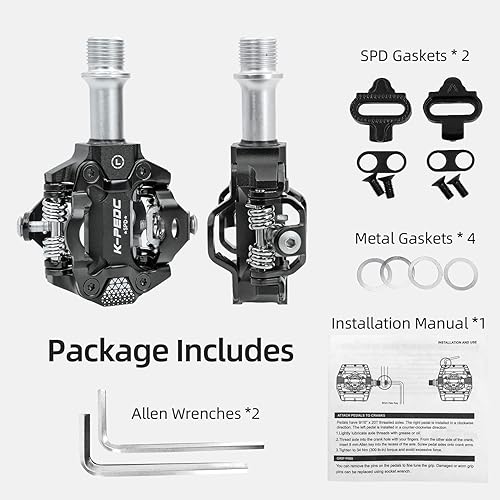 Miniatura 3 de K PEDC SPD - Pedal de bicicleta de montaña compatible con Clipless MTB de doble cara de aluminio ligero de 916 pulgadas con tacos para carretera