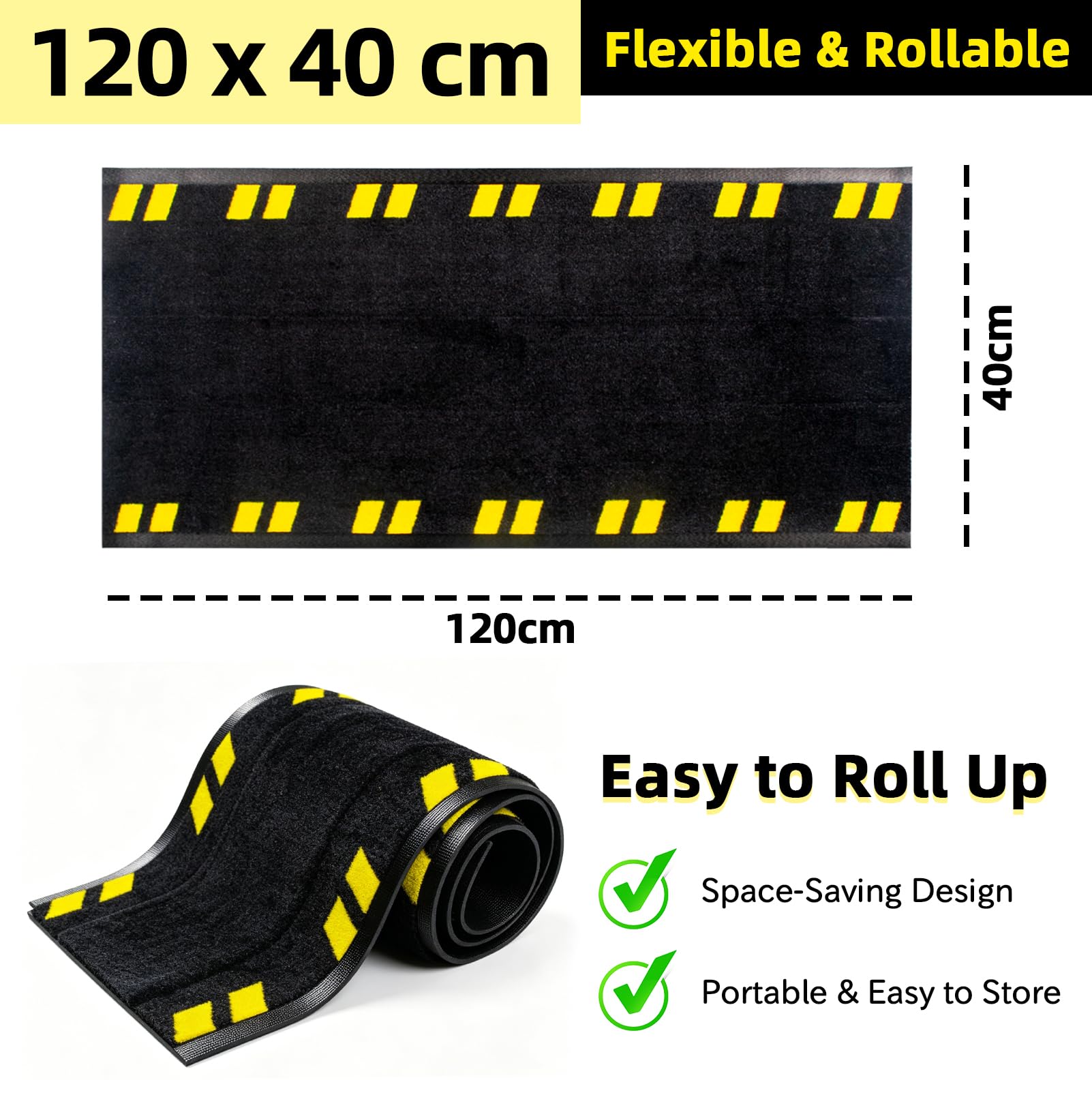 Copricavo Passacavo da Pavimento 120 x 40 cm, Tappeto Copricavi in Nylon e Gomma, Antiscivolo e Riutilizzabile, Canalina Passacavi Flessibile per Interni ed Esterni
