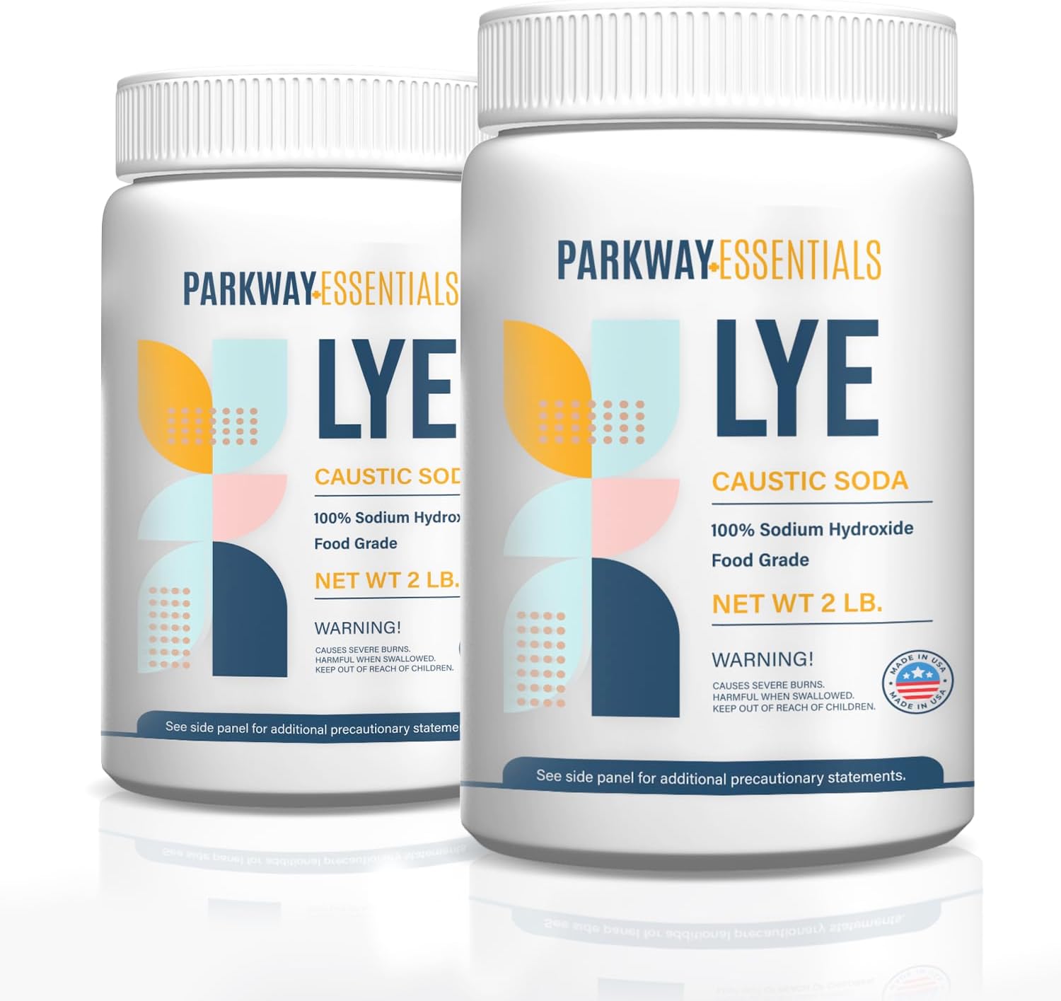 Sodium Hydroxide Pure Food Grade (Lye, Caustic Soda) – 2 Pack (4 lbs), Drain Cleaner, Clog Removal, Baking, Soap Making