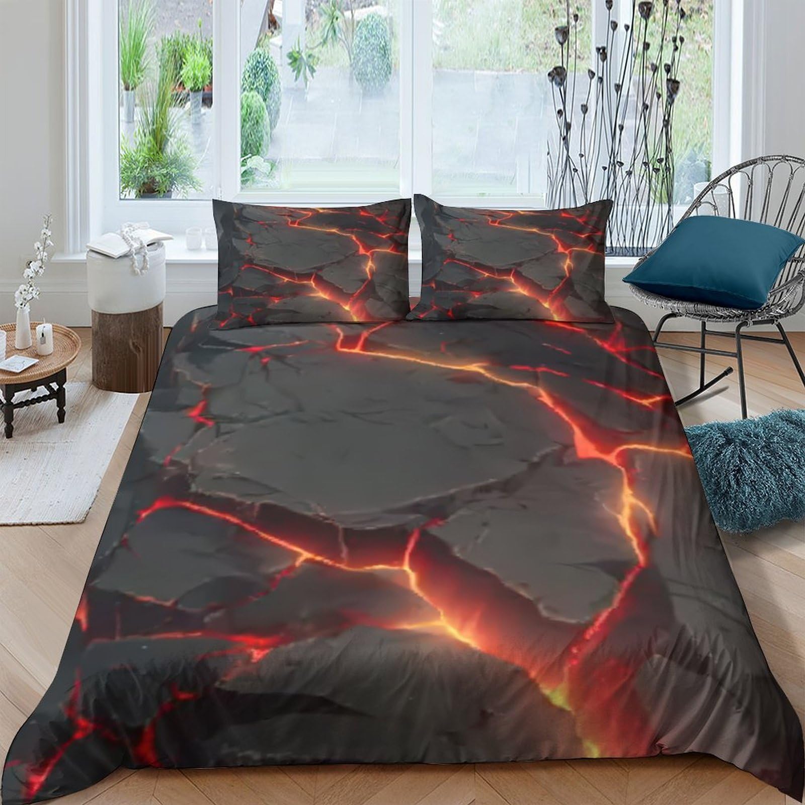 Ctjqhvkz Style-9 3D Printed Lava Texture Fitted Sheet Microfiber Soft Mattress Cover For Bedroom Dorm Apartment Decor, Anti-Slip Easy Care Single（135X200cm）