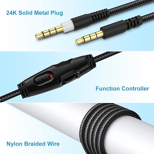 Miniatura 5 de Alitutumao Hyperx Cloud Alpha Cable con silencio en línea y control de volumen, cable de audio de auriculares de 0.138 in compatible con auriculares