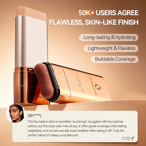 Foundation Stick Korean Makeup - Foundation for Mature Skin Tint, Buildable Light to Medium Coverage Foundation Makeup Concealer, Dual-Ended with Brush (#02 NATURAL)