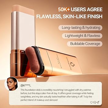 Foundation Stick Korean Makeup - Foundation for Mature Skin Tint, Buildable Light to Medium Coverage Foundation Makeup Concealer, Dual-Ended with Brush (#02 NATURAL)