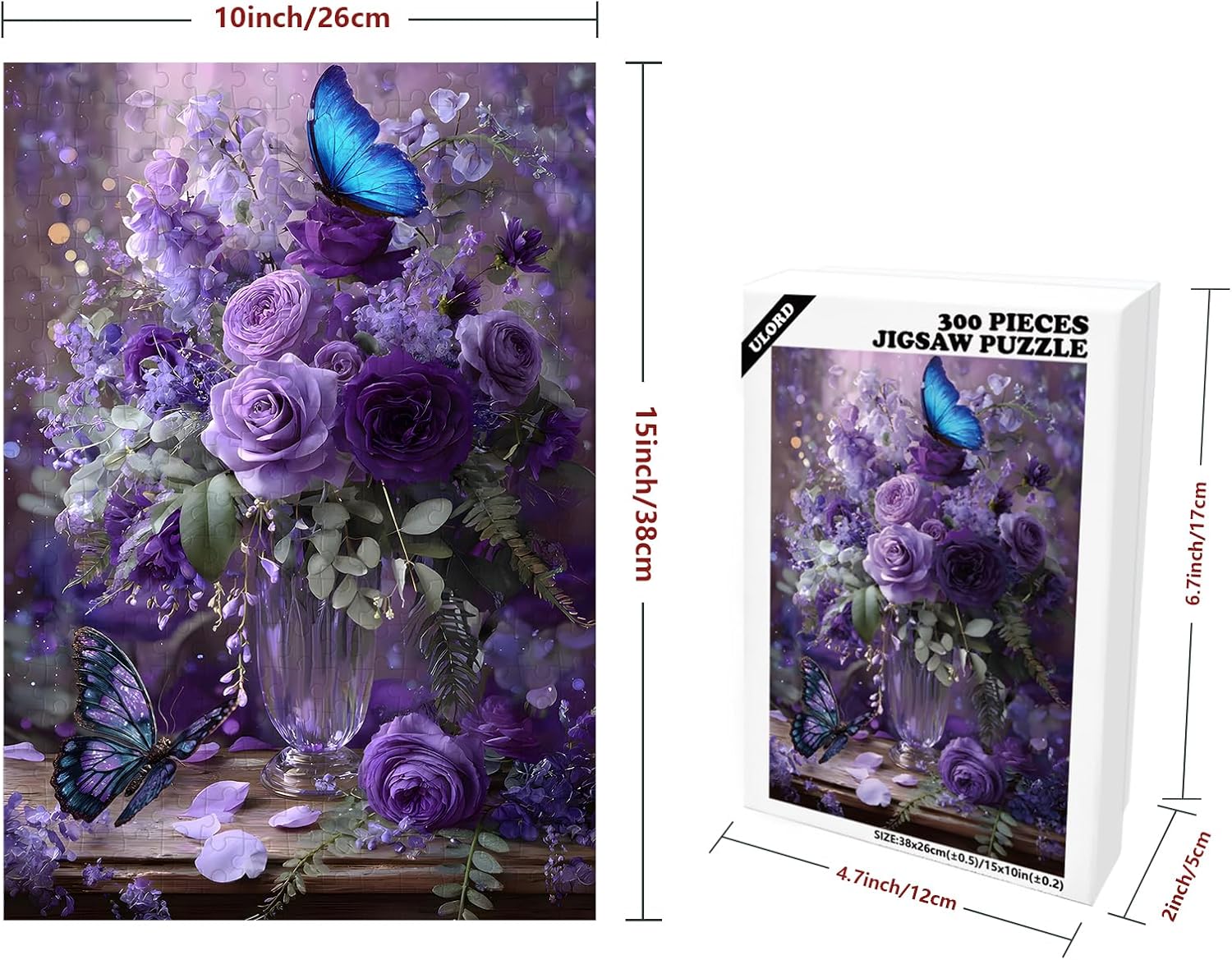 Great Jigsaw Puzzles for Adults 300 Pieces Purple Floral Butterfly Puzzles for Adults Toys Gift Family Decoration Kids Puzzle