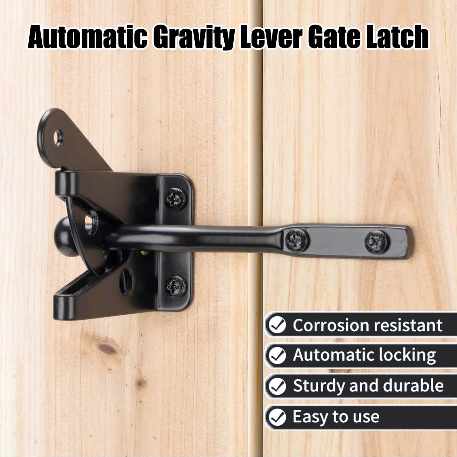 Litensh Self Locking Gate Latch, Automatic Gravity Lever, Door Latches, Garden Gate Lock, Stainless Steel Fence Lock - Image 3