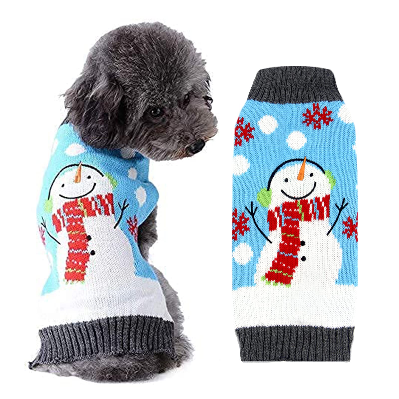 TENGZHI Dog Christmas Sweater Holiday Clothes for Dogs Girl Boy Fall Winter Knitted Soft Warm Puppy Clothing Cute Snowman Pet Outfit Ugly Xmas Sweater