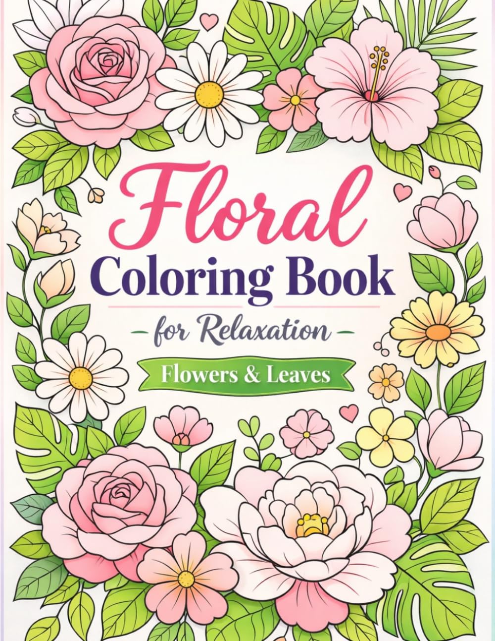 Floral Coloring Book for Adults: Flowers and Leaves for Stress Relief and Relaxation