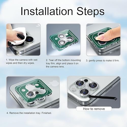 Miniatura 120 de Misea [3+1] Protector de lente de cámara para iPhone 14 Pro/iPhone 14 Pro Max, protector de pantalla de vidrio templado 9H, protector de pantalla