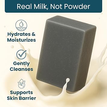 Activated Charcoal Soap Bar (5oz), Goat Milk Soap, Natural, Exfoliating | Large Bar, Fragrance-Free, Handmade in USA, Moisturizing, Dry, Sensitive Skin, Cold Process, Hands/Body, Women & Men, No Dyes