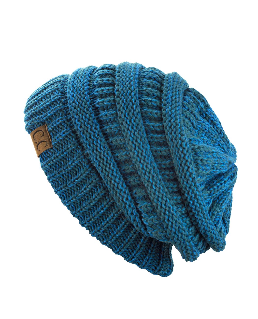 C.C Trendy Warm Chunky Soft Stretch Cable Knit Beanie Skully, Teal/Blue