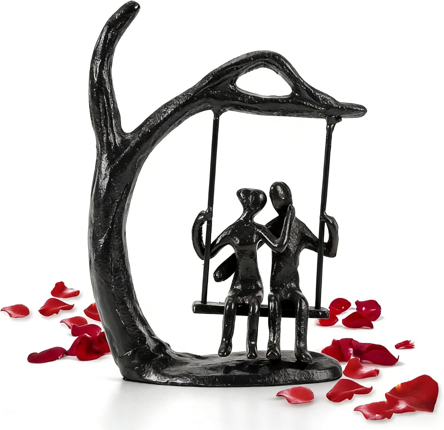 Estatua Romántica de Hierro Fundido - Pareja en Columpio Decoración Hogar
