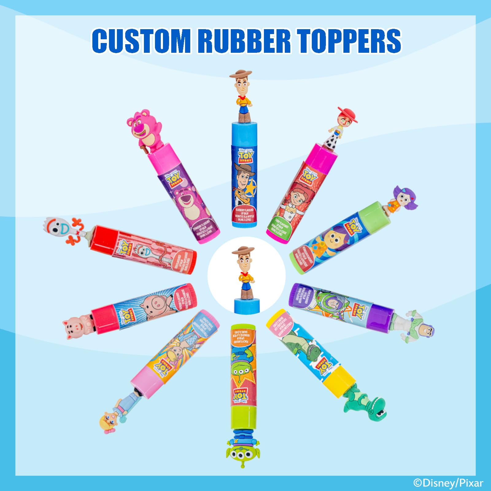 Toy Story Baume Lèvres Végétal 10 pcs avec Topper Cadeau Enfant