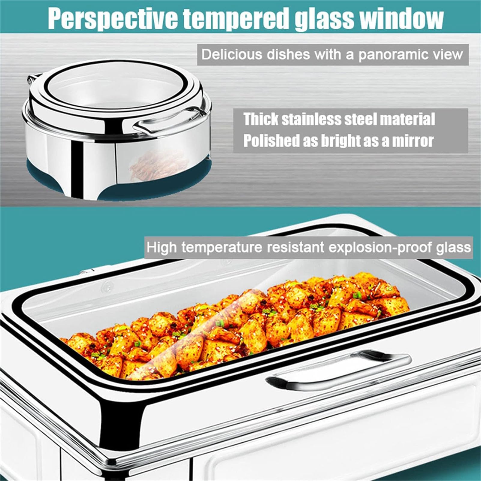 Scaldapiatti in Acciaio Inox, Buffet Professionale a bagnomaria, scaldavivande,Rectangle,B