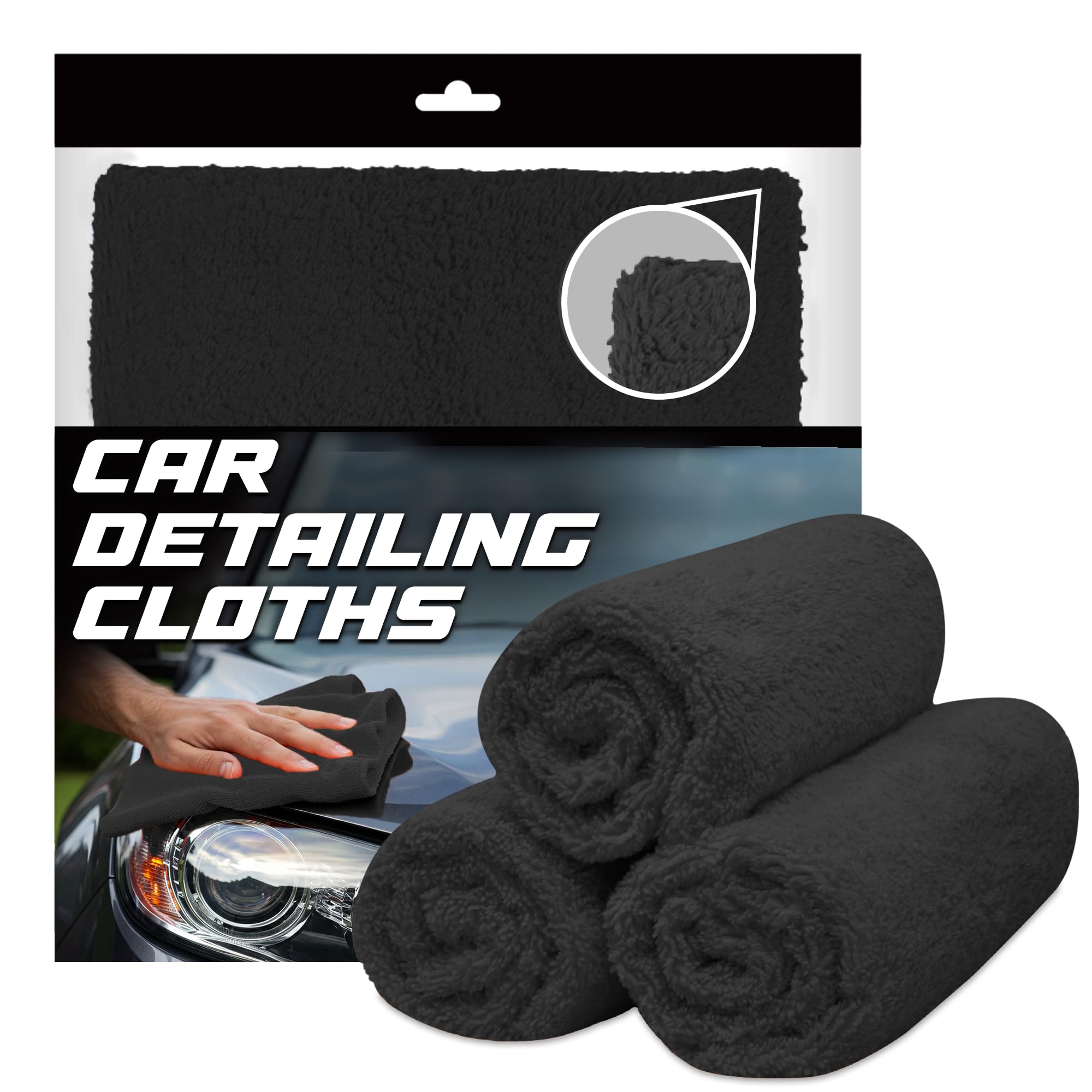 Towelogy Black G73 Professional Car Detailing Cloths Edgeless Microfibre Cloths Ideal With Quick Detailing Spray For A Swirl-Free Shine (Black)