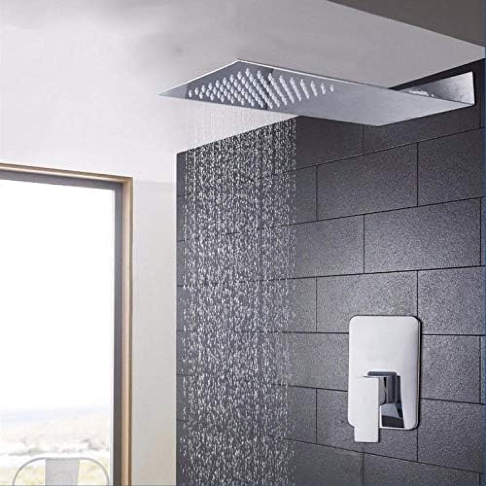 Ensemble de douche cascade mural laiton pour rénovation durable