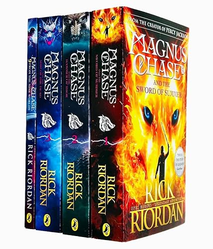 Magnus Chase and the Gods of Asgard 4 Books Collection Set By Rick Riordan (The Sword of Summer, The Hammer of Thor, The Ship of the Dead &amp; 9 From the Nine Worlds)
