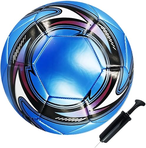 Balón de fútbol azul tamaño 3, tamaño 5 superficie de poliuretano apretado tejido color vivo con bomba y aguja adecuado para entrenamiento práctica disponible en Yaxa Guatemala