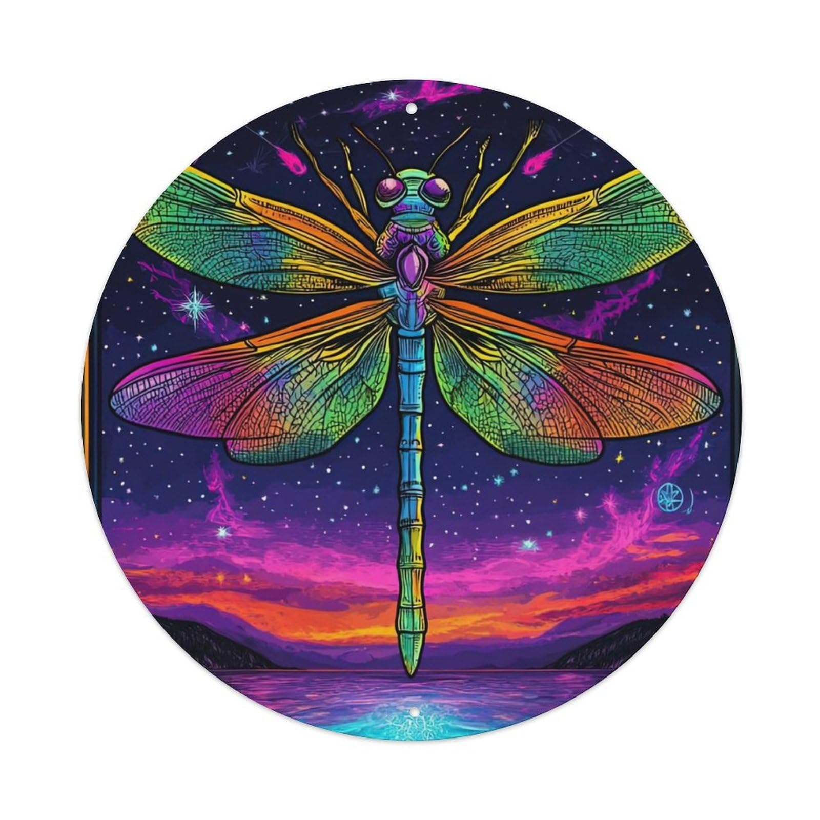 Animal Artwork Dragonflies in The Dark Vintage Metal Tin Sign Plaque Wall Decor for Cafe, Club Bar, Office, Garden Metal Poster 8x8Inch