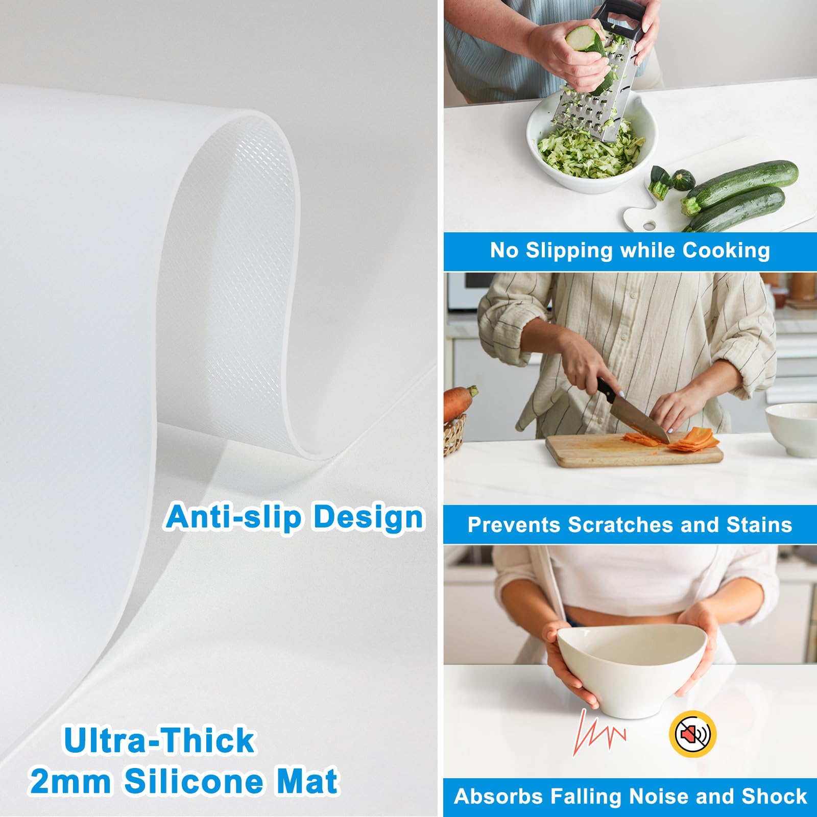 AECHY Silicone Mats for Worktops 200x50x0.2cm, Heat Resistant Mat Waterproof Kitchen Worktop Protector - Image 4