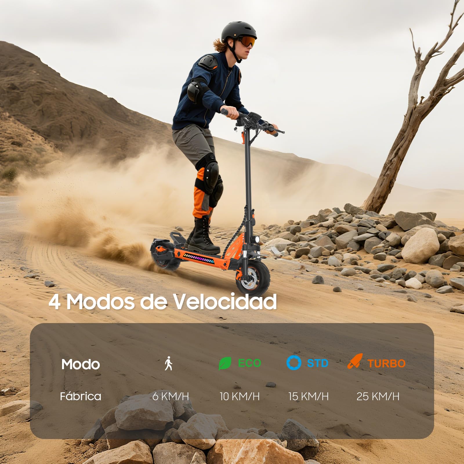 VELOFLOW Patinete eléctrico para Adultos, batería 23,4 Ah (autonomía 85 km), amortiguadores hidráulicos de Brazo (Delantero/Trasero), propulsión Doble + 2 Motores, Neumáticos 12", inclinación 35° — view 6
