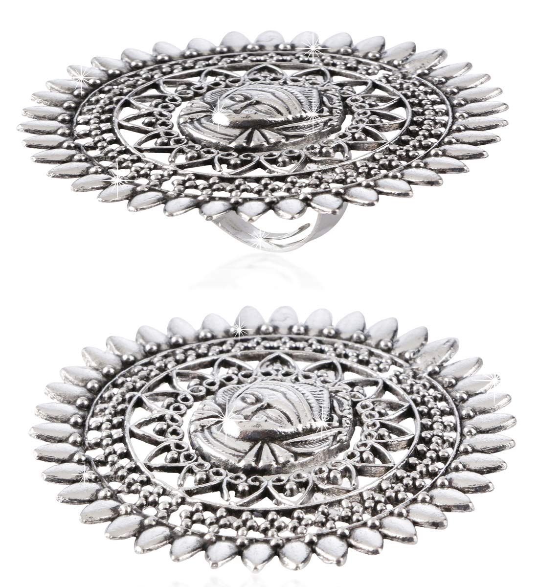 Women's Goddess Durga Ma Pendant Necklace with Earrings & Ring Set