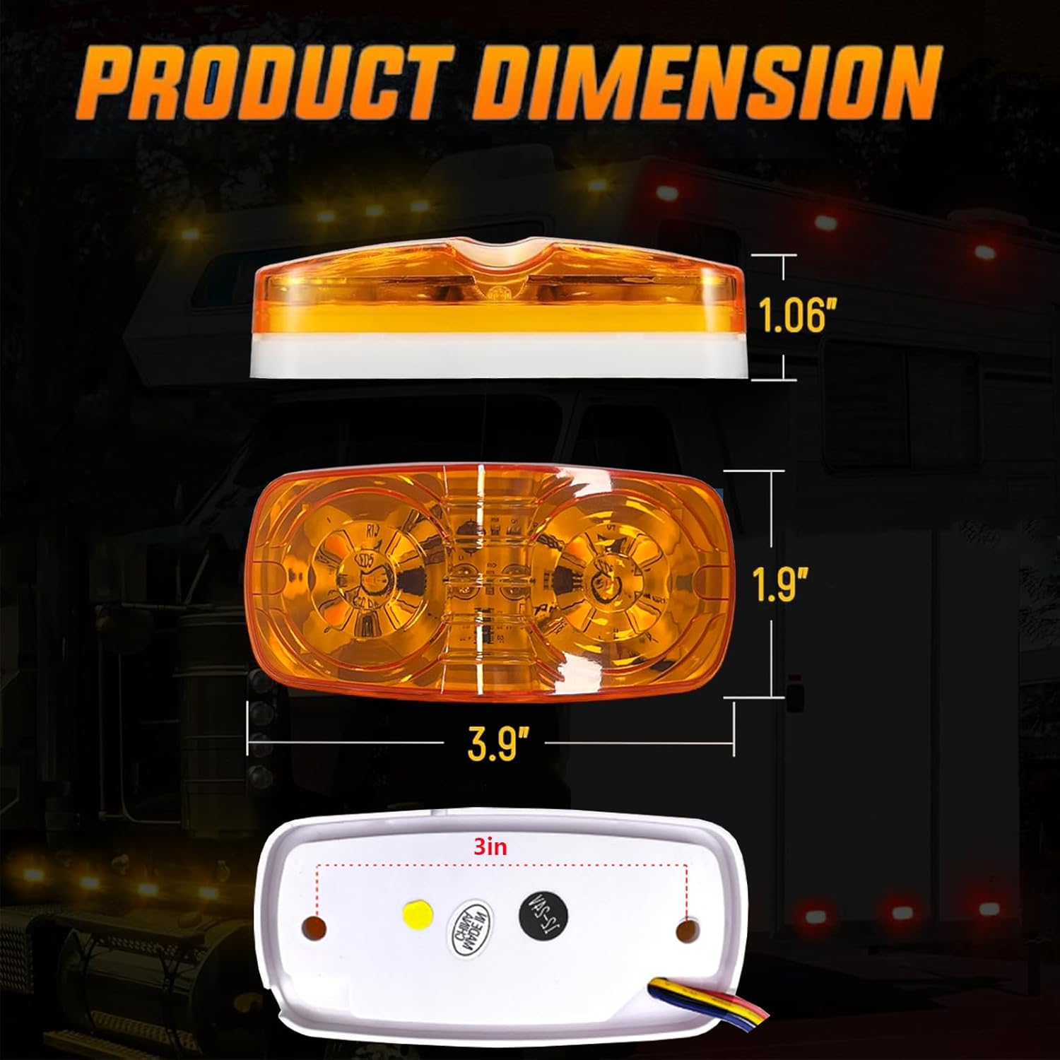 10Pcs 4'' Red Trailer Side Marker Lights Double Bullseye Strobe+High/Low Lighting Warning Turn Brake Tail Running RV Taillight 4x2 Tiger Eye 12V Rectangle Clearance Light for Camper,Trucks,Boat