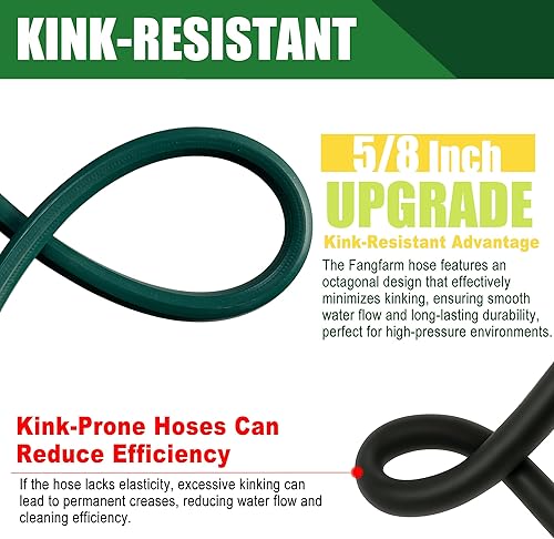 Miniatura 4 de Manguera de goma flexible de 15 pies sin fugas y sin torceduras, manguera de agua de 58 pulgadas con accesorios de latón, resistente a los rayos UV