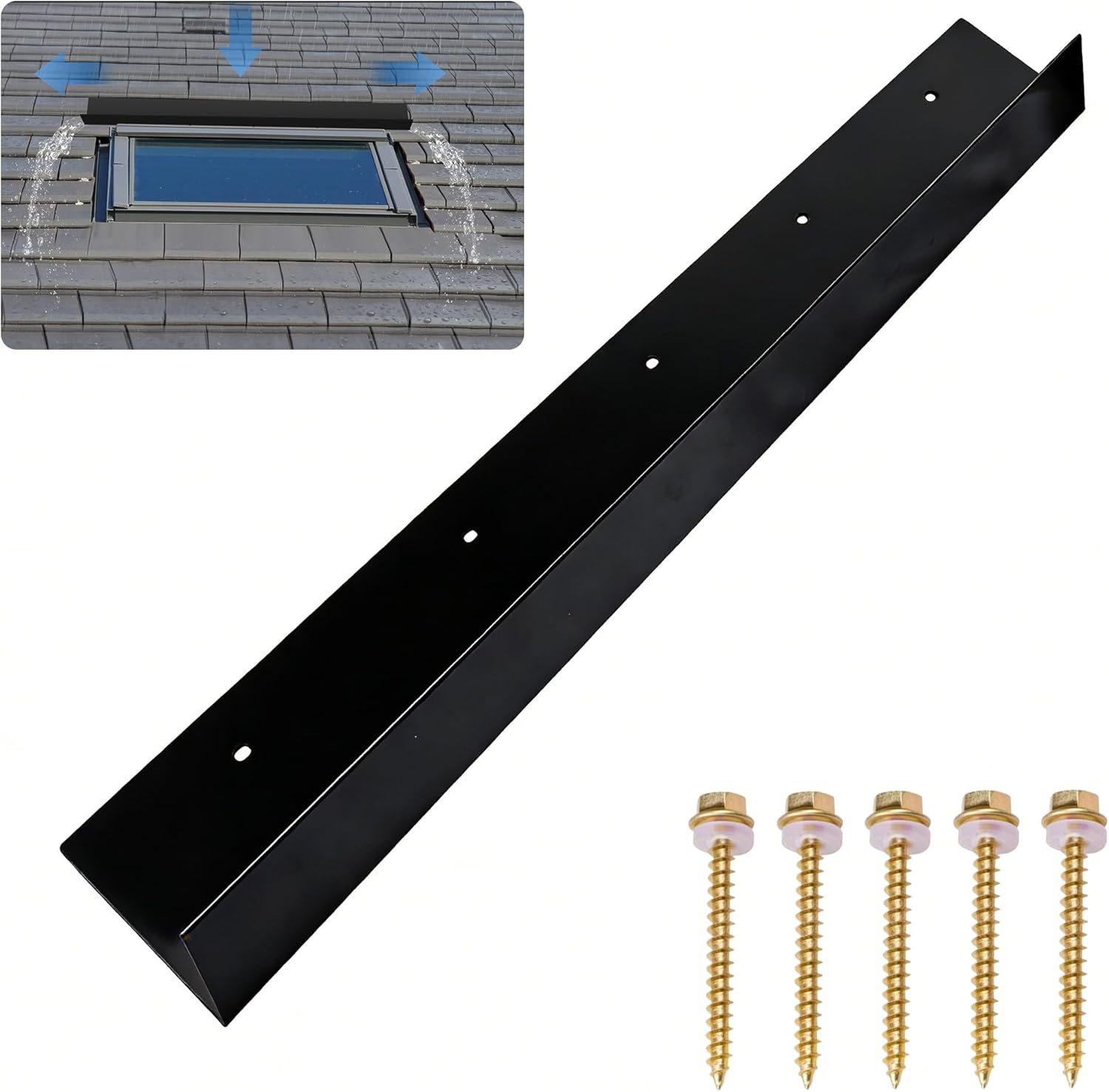 3 pcs Rain Diverter for Roof, 3.2ft Rain Gutter Diverter, Roof Rain Diverter for Shingles Roofing, Roof Chimneys, Doorways, Windows and Roof Vents