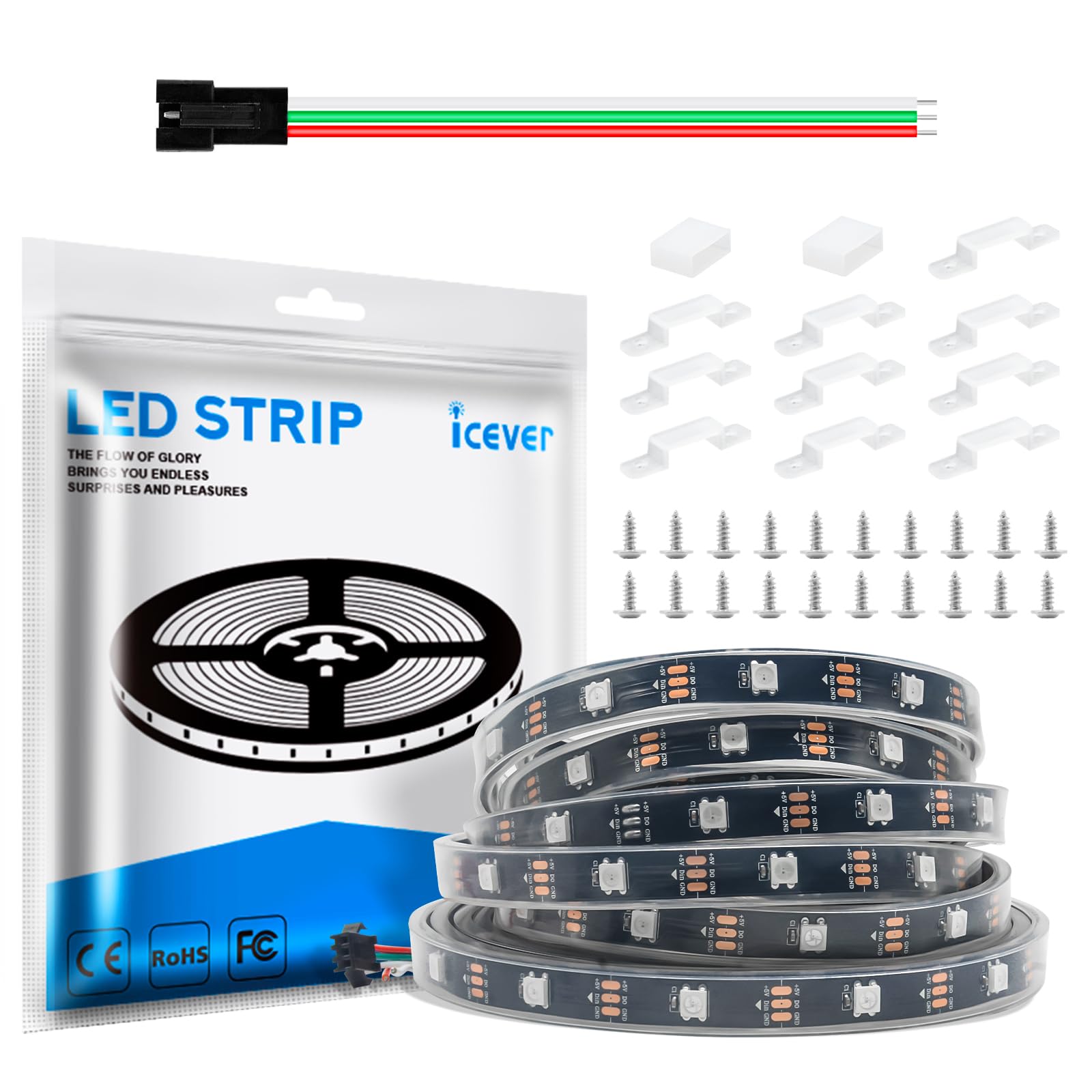 Amazon.com: 16.4FT WS2812B 5V LED Strip Lights 150 Individual