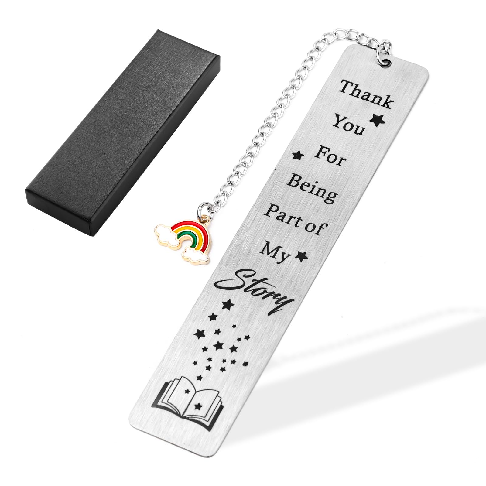 Marcador para Profesor, Marcapáginas Graduación Metal para Profesores con Dije de Arcoíris Marcapáginas Acero Inoxidable Profesores Regalos de Gratitud para Tutores, con Caja de Regalo