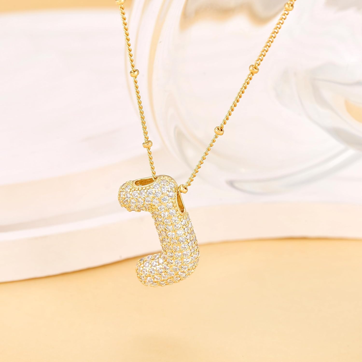 Bubble Letter Necklace Gold Balloon Initial Pendant Necklace Dainty Zirconia Alphabet Name for Women Birthday Jewelry Gifts - Image 9