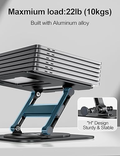 Miniatura 2 de MCHOSE Soporte para laptop, soporte estable para computadora H-Design, elevador ergonómico para laptop con base giratoria de 360, portátil