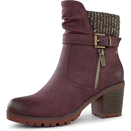Hawkwell Women's Zipper Chunky Heel Ankle Booties