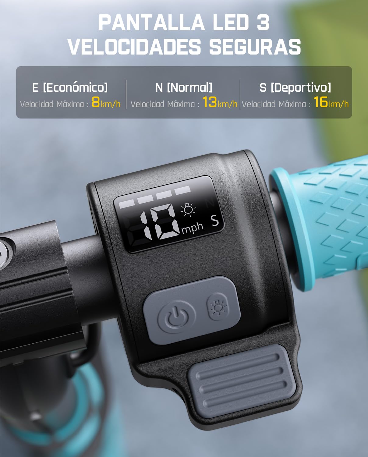 FanttikRide C9 Pro Patinete Eléctrico Niño 1,2-1,6 m, Luces Arcoíris, Velocidades 8/13/16 km/h, Alcance 8 km, Pantalla LED, Altura Ajustable, Plegable, Máxima de Carga 60 kg