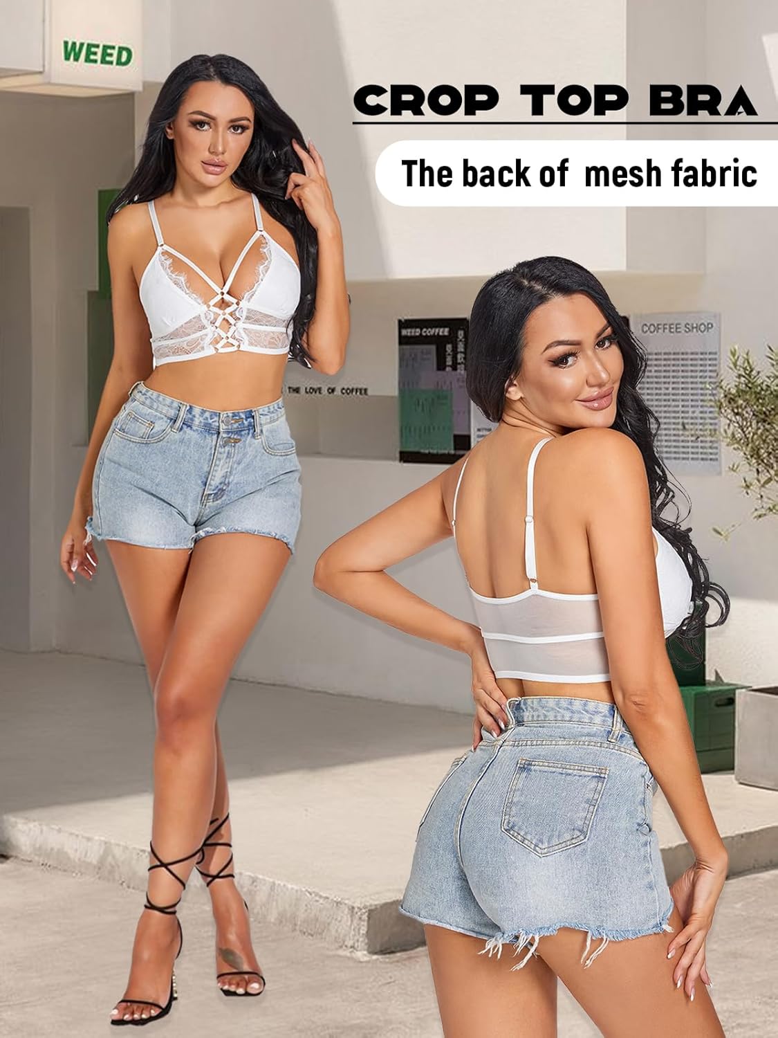 Buitifo Womens Cami Bra Criss Cross Eyelash Crop Top Bra Sexy Vest Bralette Busiter Lingerie - Image 4