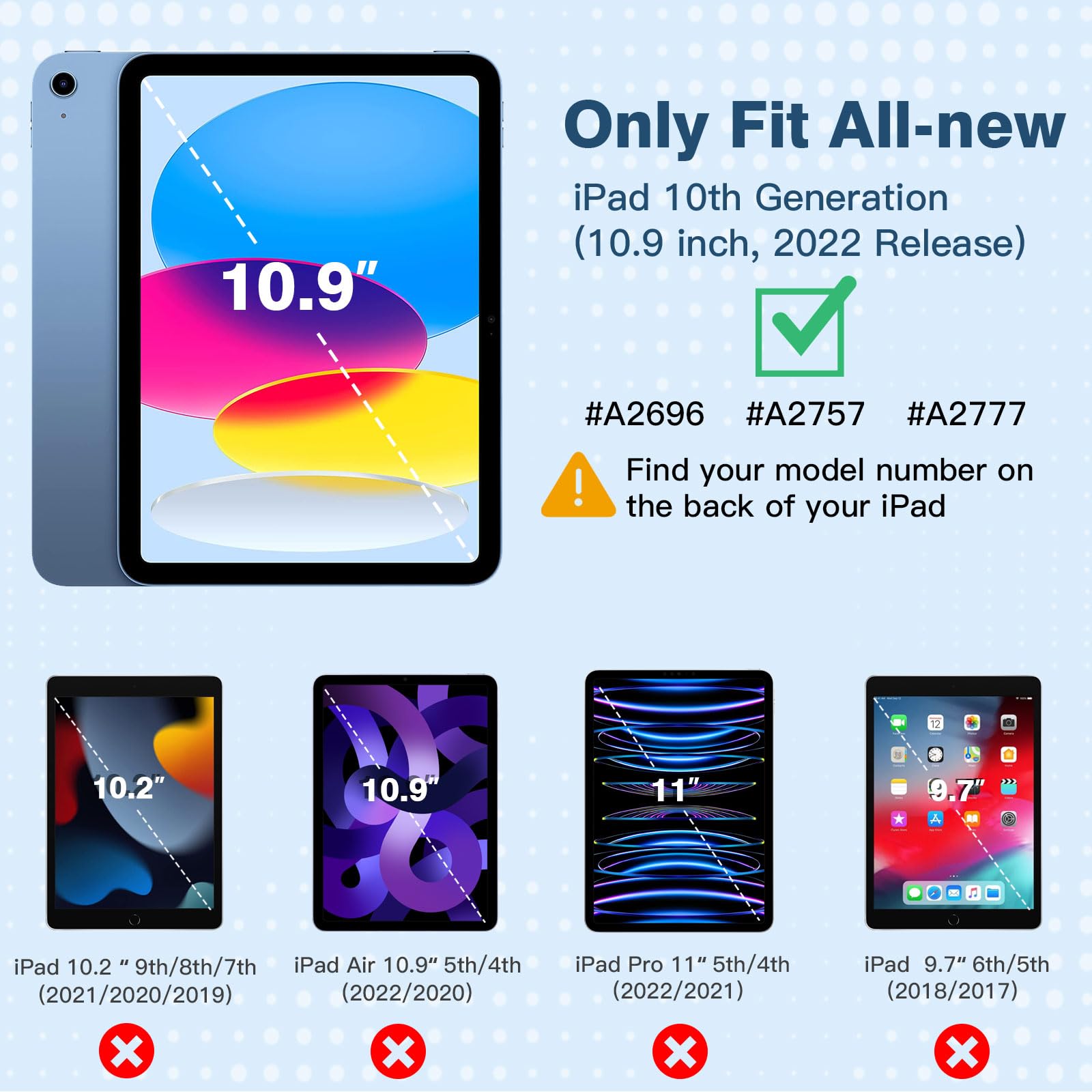 TiMOVO Cover Custodia Compatibile con iPad 10 Generazione 10,9" 2022, iPad 10 Cover con Retro in PC Rigido Semi-Trasparente, Funzione di Auto Sveglia/Sonno, Blu Nebbioso