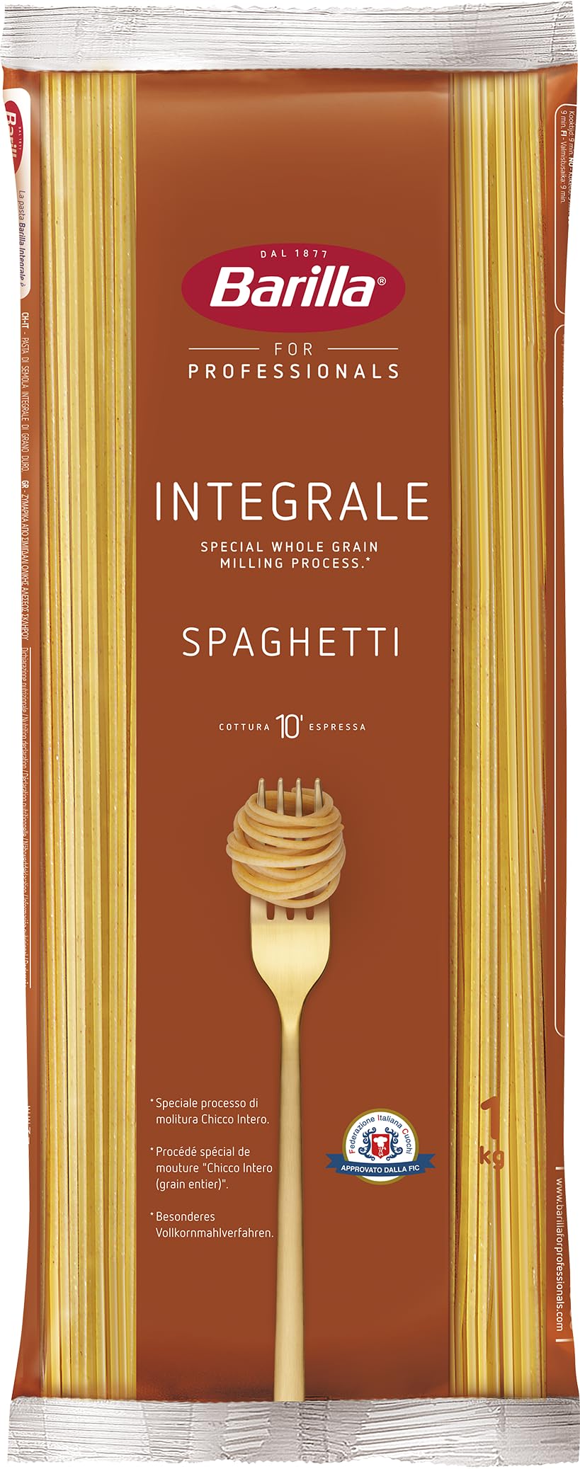 Barilla Vollkorn Pasta Spaghetti n. 5 Integrale, 15er Pack (15 x 1 kg) | Hochwertige Vollkorn Pasta für Professionals