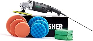BATOCA Buffer Polisher - Rotary Car Polisher - Wax Machine, Car Detailing Kit, 7 Inch 180mm/1200W, 6 Variable Speeds Up to 3000 RPM with Foam Pads, Wool Pads for Car Buffers and Polishers
