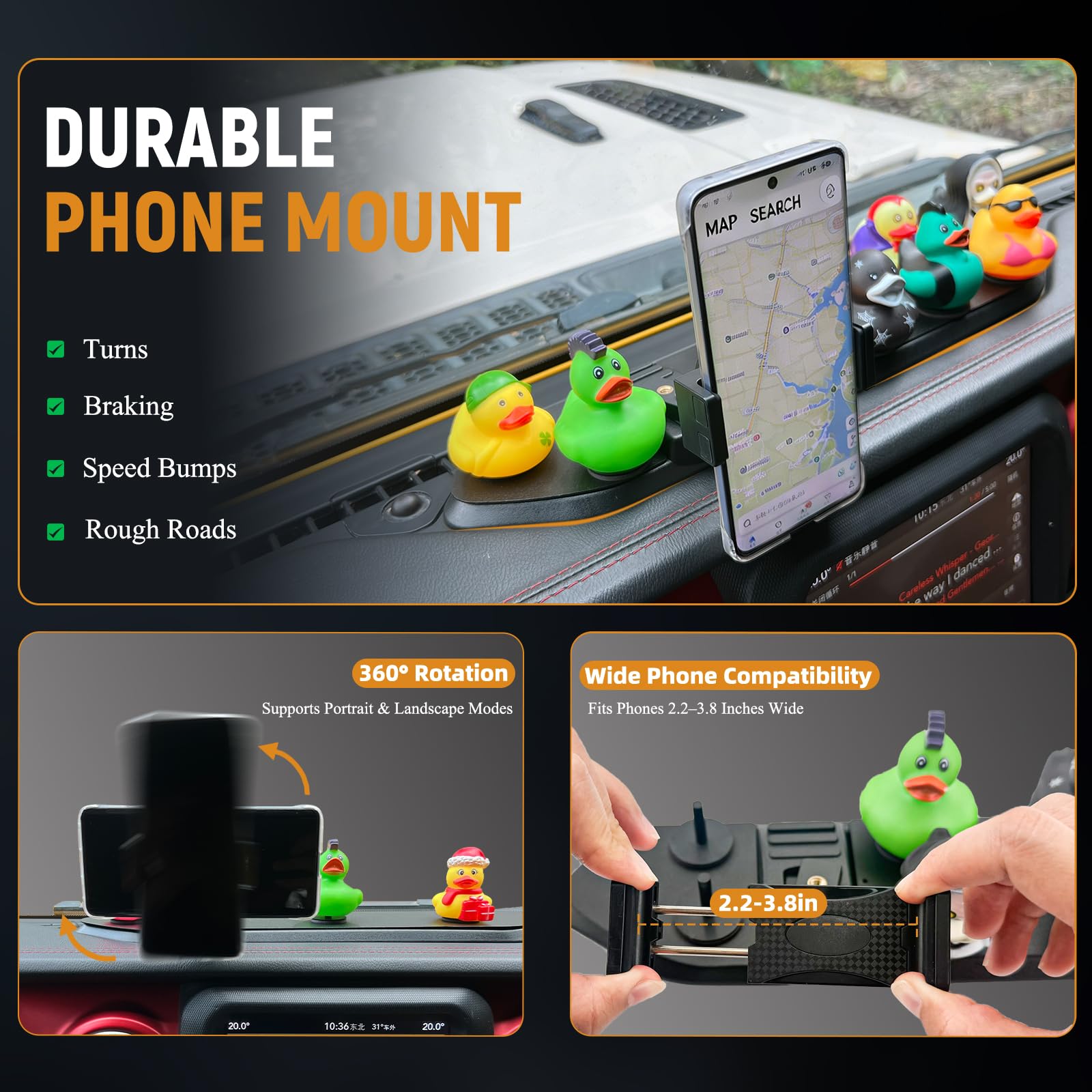 Support de téléphone pour Jeep JL JLU 2018-2023/Gladiator JT 2020-2023 (pas