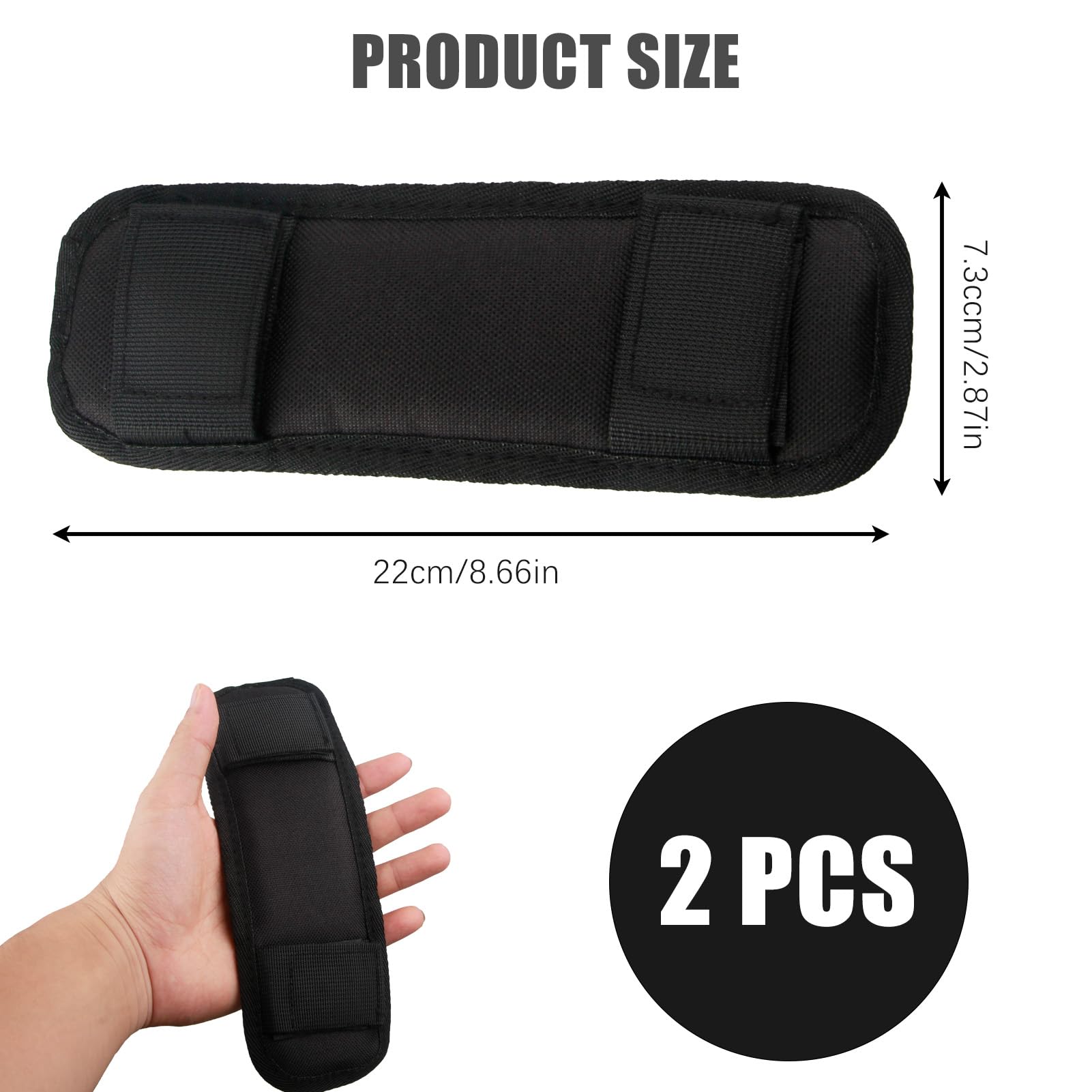 Almohadillas de Hombro,2 Piezas Correa de Hombro Acolchada,Antideslizantes,Fácil de instalar,Compatibles con Correas hasta 7cm de Ancho,Diseño Ergonómico,Ideal para Viajes y Deportes(Negro,22*7CM)